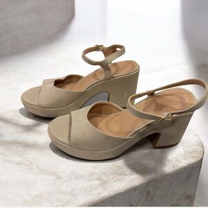 CL by Chinese Laundry Tan Platform Ankle-Strap Heels